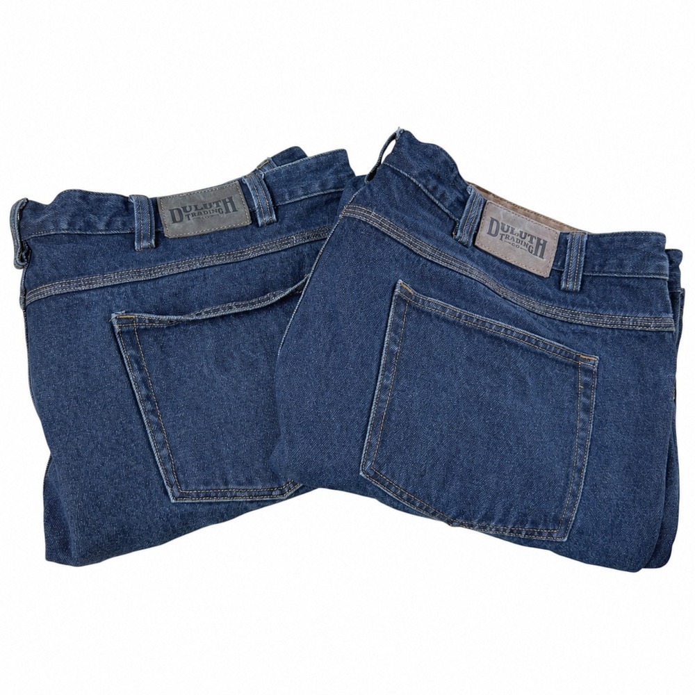 (LOT OF 2) Duluth Trading Ballroom Relaxed Fit Jeans Mens 48x32 Work Blue Denim
